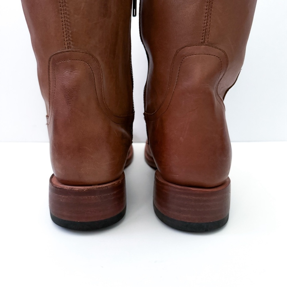Stetson Brown Leather Talk Chunky Heeled Pull On Riding Boots - Picture 6 of 9